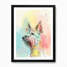 Colourful Berger Picard Dog Abstract Line Illustration 2 Art Print