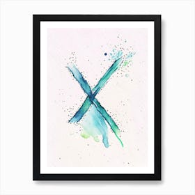 X  Letter, Alphabet Minimalist Watercolour 8 Art Print