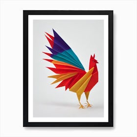 Rooster Origami Bird Art Print