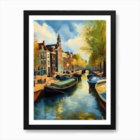 Wall painting print, Amsterdam, Netherlands, landscape art, Van Gogh style, fine art..225 Art Print