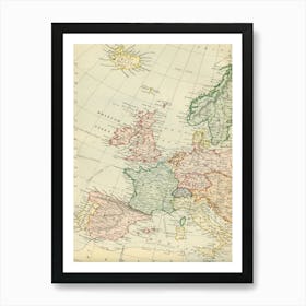 Europe Map, retro map, vintage map Art Print