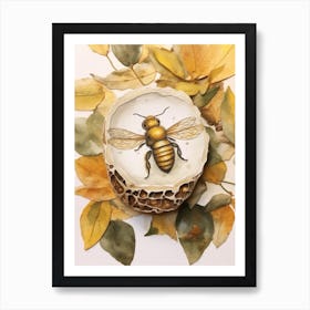 Mountain Bumble Bee Beehive Watercolour Illustration 2 Art Print