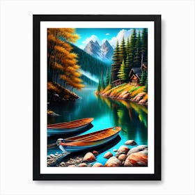 Two Boats On A Lake Art Print