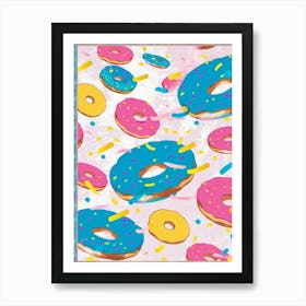 An Abstract Pattern Of Tiny Donuts Swirling With A Blend Of Pastel Pink Blue And Yellow Hues Set (7) Art Print