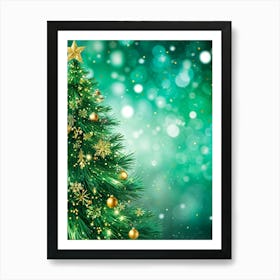 An Evergreen Christmas Tree Decorating Scene Backdrop Gracefully Adorned With Glitters Of Gold Spar 1 Art Print