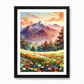 Landscape With Flowers 2 Art Print