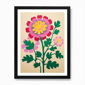 Cut Out Style Flower Art Scabiosa Art Print