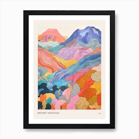 Mount Vesuvius Italy 1 Colourful Mountain Illustration Poster Art Print