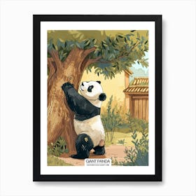 Giant Panda Scratching Its Back Against A Tree Poster 4 Póster