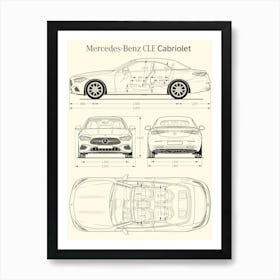 2023 Mercedes-Benz CLE Cabriolet car blueprint Art Print