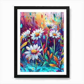 Daisies In The Rain Art Print