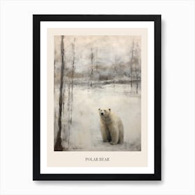 Vintage Winter Animal Painting Poster Polar Bear 1 Art Print