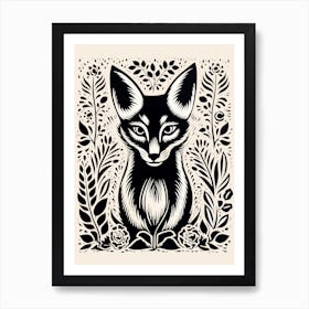 Red Fox Linocut Illustration Card 5 Art Print