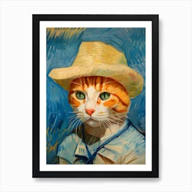 Portrait of a cat, Vincent van Gogh, yellow hat Art Print