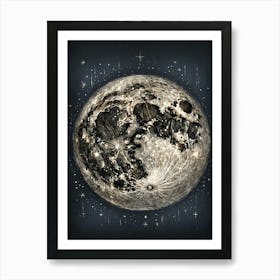 Moon In The Night Sky Art Print