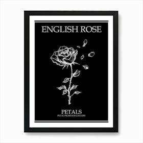 English Rose Petals Line Drawing 4 Poster Inverted Art Print