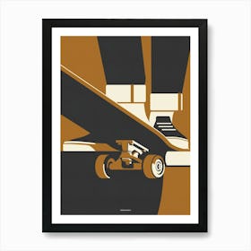 Skateboarding Drop In Skate Print Gold Art Print