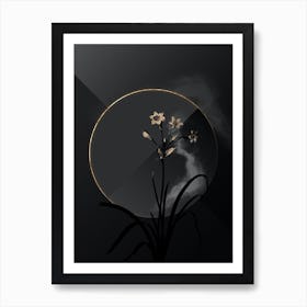 Shadowy Vintage Crytanthus Vittatus Botanical on Black with Gold n.0004 Art Print