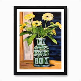 Flowers In A Vase Still Life Painting Daisy 4 Art Print