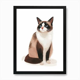 Snowshoe Cat Clipart Illustration 3 Art Print