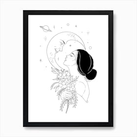 Moon And The Girl Art Print