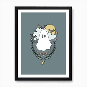 Cute Ghost | Dusty Pine Green Art Print