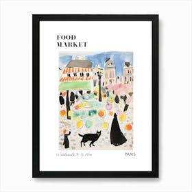 The Food Market In Paris 1 Illustration Poster Art Print