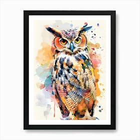 Owl Watercolor Painting Art Print