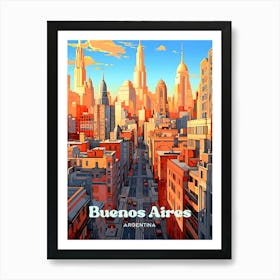 Buenos Aires Argentina Cityscape Travel Illustration Art Print