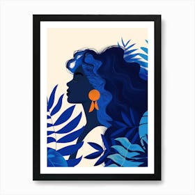 Portrait Of A Woman With Blue Hair Art Print
