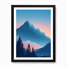 Misty Mountains Vertical Composition In Blue Tone 204 Art Print