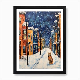 Cat In The Streets Of Chicago   Usa With Snow 1 Art Print