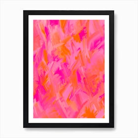 Abstract Painterly Pink and Orange Brush Strokes Art Print