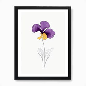 Pansy Floral Minimal Line Drawing 2 Flower Art Print