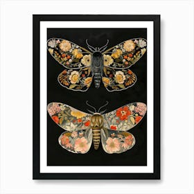 Butterfly Night Symphony William Morris Style 1 Art Print