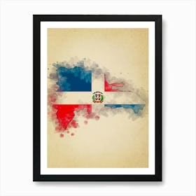 Dominican Republic Flag Vintage Art Print