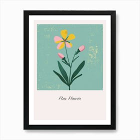 Flax Flower 1 Square Flower Illustration Poster Art Print