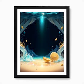 Underwater Scene With Lemon Slices Art Print