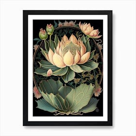 Lotus Floral 1 Botanical Vintage Poster Flower Art Print