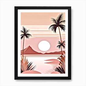 Sunset With Palm Trees 1 Art Print