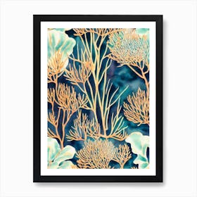 Acropora Aspera Vintage Graphic Watercolour Art Print