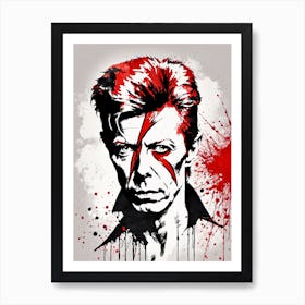 David Bowie Portrait Ink Painting (30) Art Print