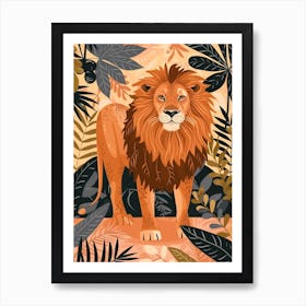 African Lion Symbolic Imagery Illustration 2 Art Print