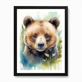 Forest Friend: The Gentle Little Bear Art Print