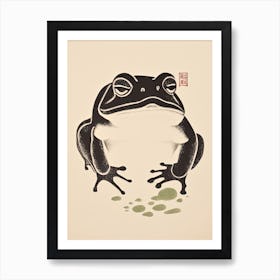 Frog Matsumoto Hoji Inspired Japanese Neutrals And Green 2 Art Print