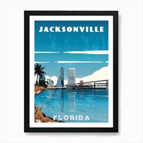 Jacksonville, Florida, USA — Retro travel minimalist poster Art Print