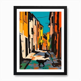 Painting Of A Rome With A Cat In The Style Of Of Pop Art 2 Art Print