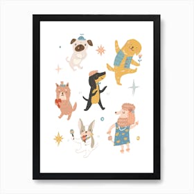 Dancing Dogs Art Print
