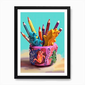 Fancy Pencil Holder Oil Painting 1 Art Print