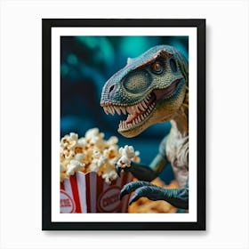 Toy Dinosaur Eating Popcorn 1 Art Print